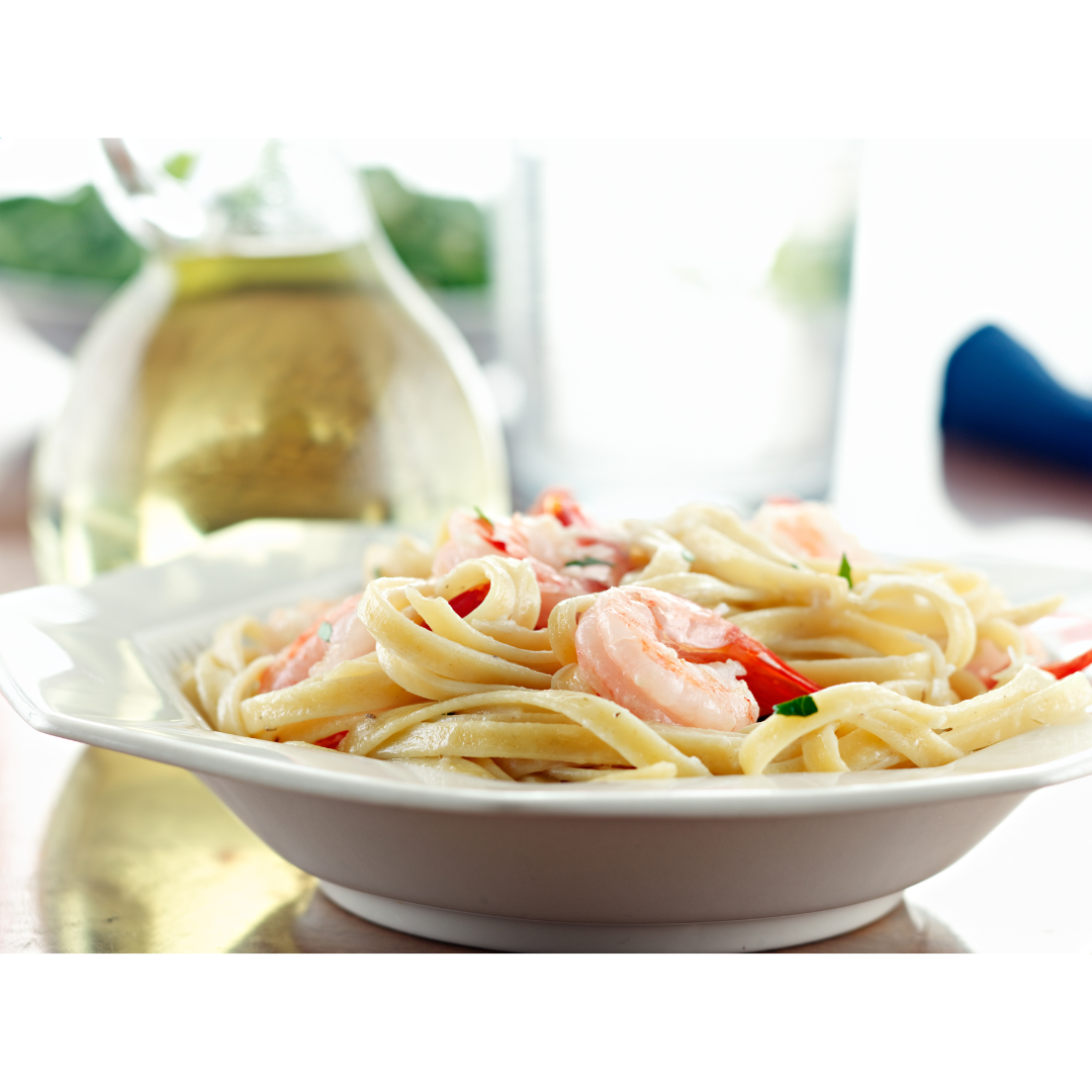 Shrimp Fettuccine in a White Wine Cream Sauce